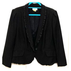 Black ruffled blazer